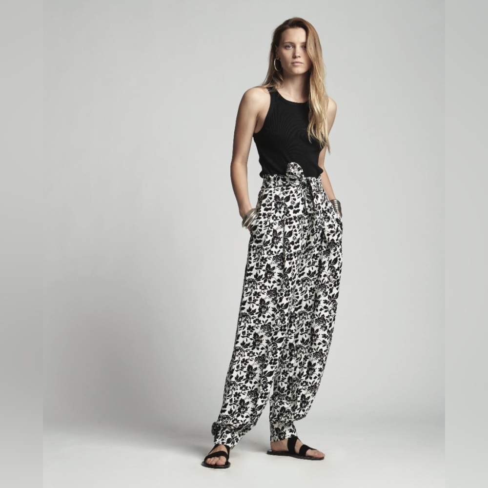 Polo Ralph Lauren Floral Pants Size 2 Black & White